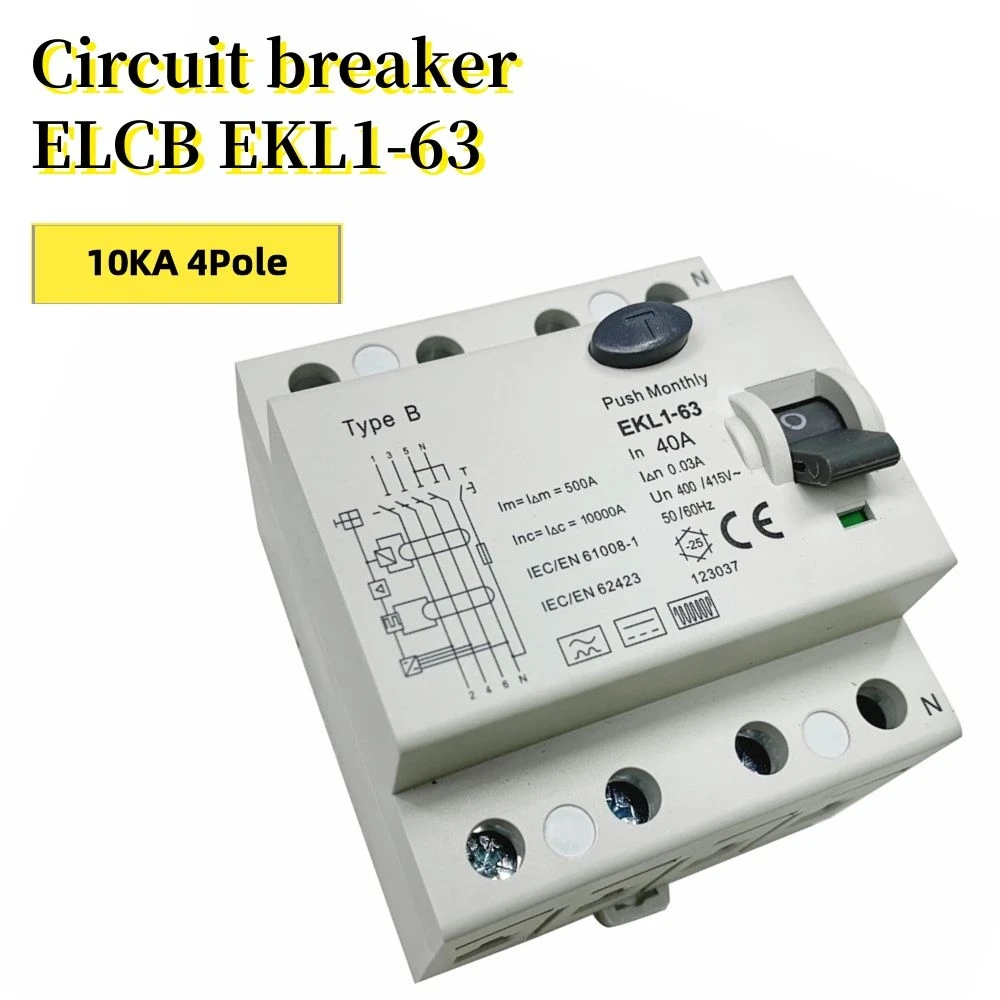 Tip B ruperea cablului de Curent Rezidual Circuit Breaker 10KA 2 Poli 4 Pol 40A 30mA RCD ELCB EKL1-63 Tip B RCD Scurgere