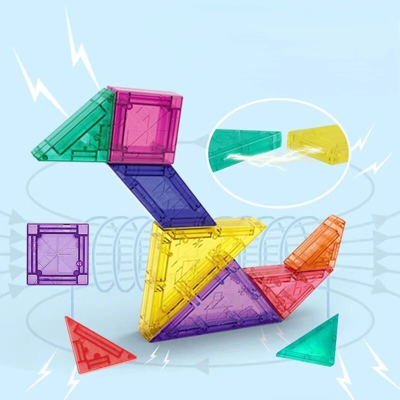 Magnetice Colorate 3D Tangram Puzzle Jucărie Copil Formarea Gândirii Logice Desen Jocuri de societate Educație Montessori Jucarii Pentru Copii 2