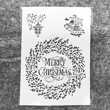 A4 29cm Merry Christmas Garland DIY Stratificare Sabloane Pictura pe Perete Album de Colorat Relief Album Decorative Șablon