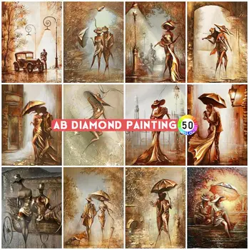 AB Diamant Pictura 5D Femeie Mozaic de Pietre Broderie Portret cruciulițe Kituri de Decor Acasă Burghiu Plin de Autocolante de Perete DIY