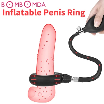 Aer Gonflabile Inelul De Blocare Pentru Adulti Jucarii Sexuale Pentru Barbati Silicon Lichid Penis Sleeve Penis Marirea Penisului Masaj Extender Penis Pompa
