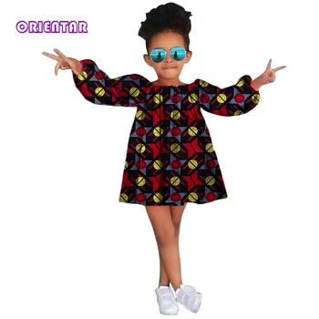 African Rochii pentru Copii Fata de Africa de Imprimare Tricou cu Maneci Lungi Rochie Fetita Rochie de Petrecere Bazin Riche Haine Africane WYT225
