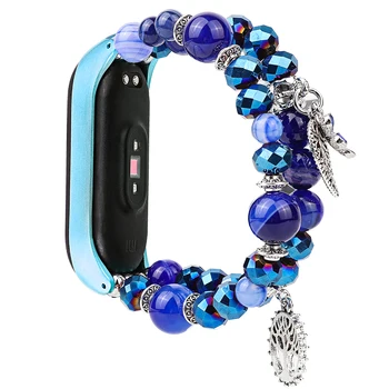 Agate Margele Brățară Accesorii pentru Xiaomi Mi Band 5 6 7 Miband 4 Watchband de Înlocuire pentru Femei Elegant de Bijuterii Curea de Ceas 5
