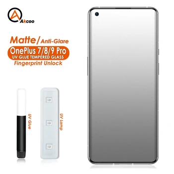 Akcoo pentru OnePlus 7 Pro Mat UV ecran protector din sticla temperata film pentru oneplus 8 9 Pro 5G anti-orbire ecran complet lipici