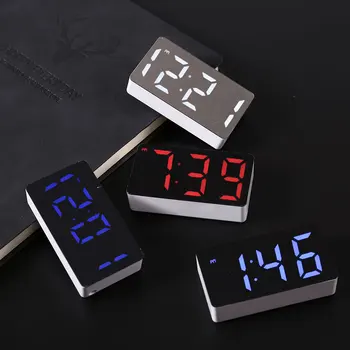 Alarmă Ceas De Perete Mobilier Acasă Ceas Electronic De Birou Digitale De Decorare Dormitor Desktop Accesorii Inteligente Ore Led-Uri Oglindă 2