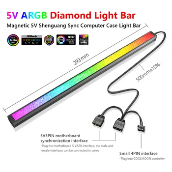 Aluminiu Lumina RGB Benzi 5V 3PIN ARGB Led Diamond Magnetic Multicolor Atmosfera COOLMOON DIY Lampa Bar Pentru Calculator Cazul Șasiu 2
