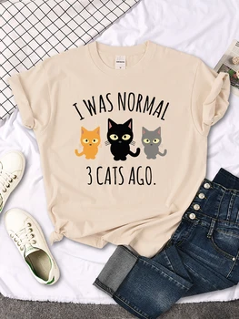 Am Fost Normal 3 Pisici Urmă de Imprimare Femei T-shirt de Vară Calitate Camasi Casual Respirabil de Sus Supradimensionate Creative Femei T Shirt