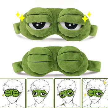 Amuzant, Creativ Pepe Broasca Trist Frog 3D Masca de Ochi Acoperiți de Desene animate de Pluș Masca de Dormit de Călătorie Somn Masca pentru Ochi 0