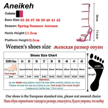 Aneikeh Vara Noi De Sandale Pentru Femei 2023 Fashion Square Toe Toc Subțire De Mare Strasuri Marginita Banda Elastica Alunecare-Pe Genunchi, Pantofi 5