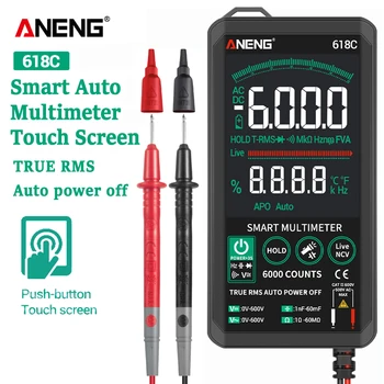 ANENG 618C Multimetru Digital Smart Touch DC Analog Bar True RMS Auto Tester Profesional Tranzistor Condensator NCV Testere Metru