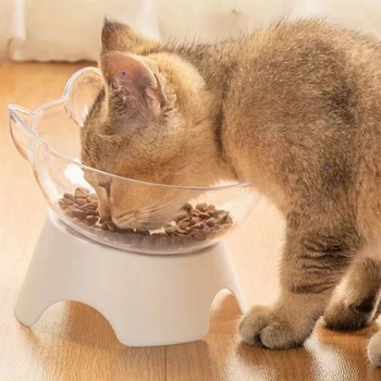 Animal De Casă Pisică Bol Cu Stand Non-Alunecare De Apă De Alimentare Alimentator Transparent Înclinat Pisică Ureche Forma De Catelus Accesorii 2022 Noi