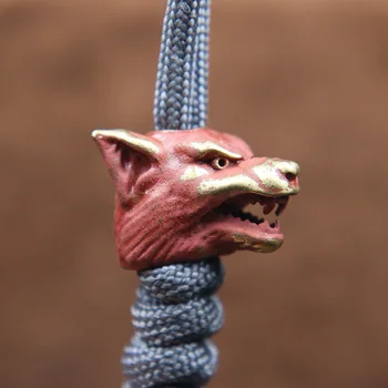 Animale Wolf Warriors Sculptura Cap de Alamă Paracord Șirag de mărgele Manual DIY Agatatoare Pandantiv Bijuterii Accesorii EDC în aer liber Instrument de Farmece