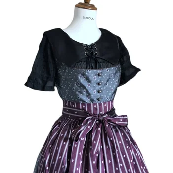 Anime Menajera Cosplay Costum Cosplay Rochie Vintage Bavarez Dirndl Țară Rochie Stil Tirolez Lolita Rochie 4