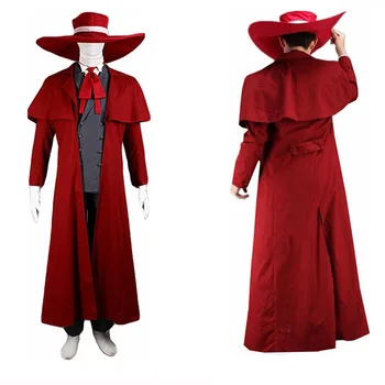 Anime Stil Nou Vânător De Vampiri Cosplay Hellsing Alucard Costume Cool Costume De Om Conținut Haină Lungă Mai Bune Tinutele Ochelari, Peruci Capac 2