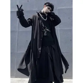 ARENS Techwear Negru Barbati Hanorac Barbati Gotic Cardigan Lung Haina Bărbați Harajuku Hip Hop Bluze Camasi Goth Mens Îmbrăcăminte