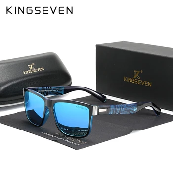 Autentic KINGSEVEN Brand Pătrat Retro Gradient Polarizat ochelari de Soare Femei Barbati din Fibra de Carbon Design Model de Ochelari de Sport in aer liber