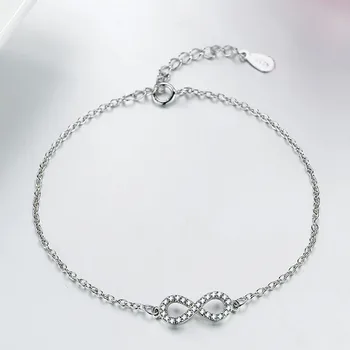 Autentic Nou pentru Femei Brand Infinity Bratara Argint Culoare Cristal CZ Farmecul Brățară Pentru Femei Bijuterii de Nunta Cadou 0