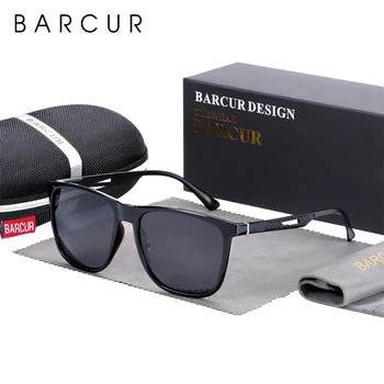 BARCUR Pătrat Ochelari de Soare pentru Barbati Sport Polarizat ochelari de Soare Femei din Aluminiu Magnenium Temple Rama TR90 Oculos Gafas De Sol