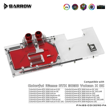 BARROW Apă, Bloc pentru Colorat iGame RTX 3080 TI 3090 Vulcan X OC/Neptun OC GPU Card Plin de Acoperire de Cupru Radiator BS-COI3090-PA