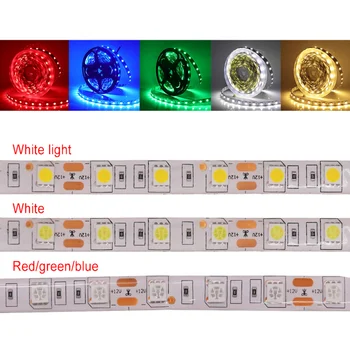 Benzi cu LED-uri de Lumină 12V 5m 300 SMD 5050 Led-uri Pixeli 2835 Diodă Banda RGB LED Alb Panglică Flexibil Lumini Decor Acasă