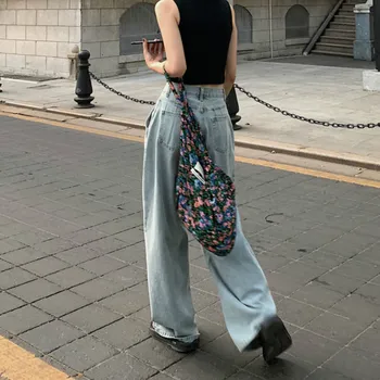 Blugi Femei Vrac de Agrement de Moda Chic Full-length Toate-meci de Talie Mare Simplu Streetwear Elevii Stil coreean Femme Pantaloni 2