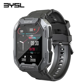 BYSL Militare Ceas Inteligent Bărbați IP68 rezistent la apa 5ATM Sport Smartwatch 1.71 inch Bluetooth 5.0 în aer liber 380mAH Baterie Ceasuri