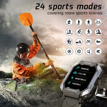 BYSL Militare Ceas Inteligent Bărbați IP68 rezistent la apa 5ATM Sport Smartwatch 1.71 inch Bluetooth 5.0 în aer liber 380mAH Baterie Ceasuri 3