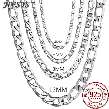 Bărbați Argint 925 4MM/6MM/8MM/12MM Bordură Cubanez Lanț Colier pentru Om Femei Bijuterii de Moda High End Colier