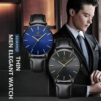 Bărbați Ceas 2021 Nou Elegant din Piele Watchband Cuarț Ceas Minimalist Încheietura Ceasuri Pentru Bărbat Fierbinte Erkek Kol Saati 5