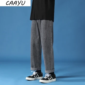 CAAYU 2022 Casual, Blugi Largi Mens Japonia Moda Streetwear HipHop Direct Largi Picior Pantaloni Cuplu Pantaloni Casual Negru Albastru Bărbați