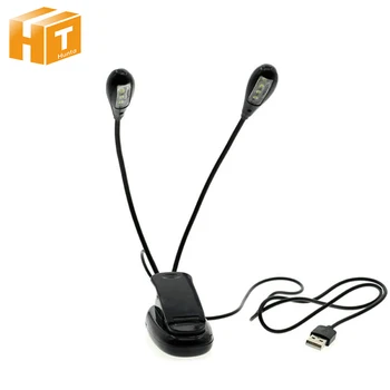 Cap dublu USB cu LED-uri Lampă de Carte Flexibil de Reglaj Birou Lumină Clip Pe Lampă Portabilă 8 Led-uri pentru Cartea Pat Calculator