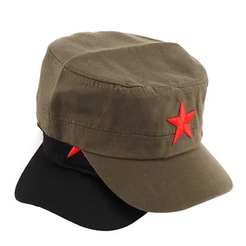Capac Militar Red Star Broderie Capac Pălărie Militar Armata Verde Plat Pălării Pentru Bărbați, Femei Vintage Os Masculin Feminin Armata Palarie De Soare
