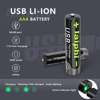 Capacitate mare de 1.5 V AAA baterie reîncărcabilă litiu li-ion 1110mwh baterie de 1,5 V 740mah baterie AAA 1