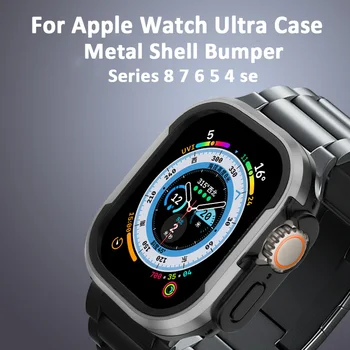 Carcasa de Metal Pentru Apple Watch Ultra 49mm Accesorii Protector TPU Spoiler Temperat iwatch seria 8 7 6 se 45mm 41mm 44mm 40mm acoperi