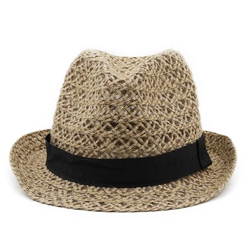 Casual De Vara Pe Plaja La Soare Paie Panama Pălărie Jazz Margine Largă Cowboy Palarie Fedora Cozoroc Sapca Unisex În Aer Liber, Protectie Uv Pălărie 3