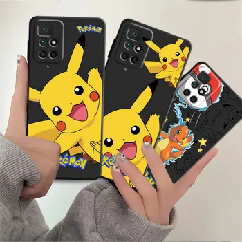Cazuri Drăguț Pokemon Pikachu Telefon Caz pentru Xiaomi Redmi Notă 8T 8 7 10 11T Lite 9 10 11 9 11 Pro Pro+ 4G 5G 11E Pro Negru