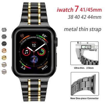 Ceas de lux Trupa pentru Apple Watch Band 44mm 45mm 42mm Curea din Otel Inoxidabil pentru Apple Watch Seria 7 6 5 SE 40mm 41mm Subțire de Metal 0