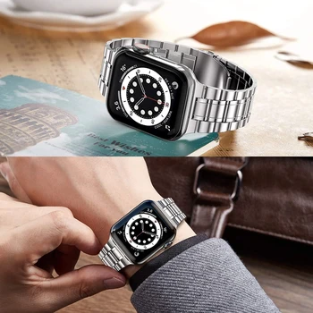 Ceas de lux Trupa pentru Apple Watch Band 44mm 45mm 42mm Curea din Otel Inoxidabil pentru Apple Watch Seria 7 6 5 SE 40mm 41mm Subțire de Metal 4