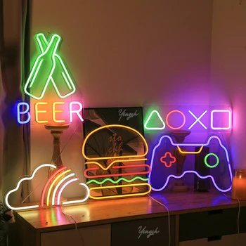 Cloud Joc Bere Simbol Lumina de Neon Semn LED Logo-ul de Modelare Lampa Veioza Decor Internet Cafe, loc de Joacă USB Plug Placa Acril