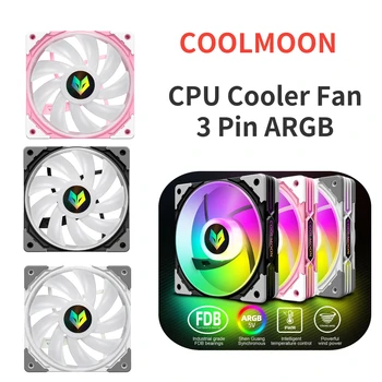 COOLMOON AS1 Cooler CPU 3 Pin ARGB FDB Rulment PWM PC de Răcire Ventilator de 120mm 5V 3 Pin ARGB PC Liniștită Ventilador pentru Intel LGA 1150