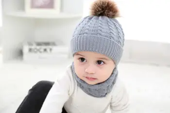 Copii Baby Boy Fata de Iarna Tricotate Pălărie Eșarfă 2 buc Seturi pentru Copii Copilul Cald Beanie Capac de Croșetat Eșarfă de Bumbac Tinutele 0-3Y 1