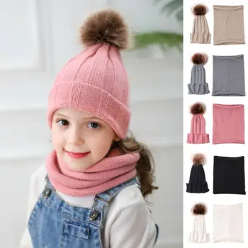 Copii Baby Boy Fata de Iarna Tricotate Pălărie Eșarfă 2 buc Seturi pentru Copii Copilul Cald Beanie Capac de Croșetat Eșarfă de Bumbac Tinutele 0-3Y 5