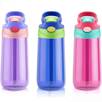 Copiii Sticla de Apa cu Paie pentru Școală etanșe 16 OZ Copilul Sticla de Apa BPA-Free gura de Scurgere Capac pentru Băieți și Fete