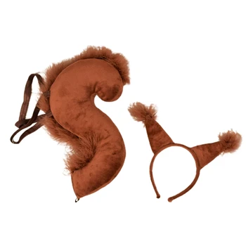 Cosplay Veveriță Urechile Forma Hairhoop și Coada Costume de Copii de origine Animală Costum de Lux Noutate Consumabile pentru Petrecerea de Halloween