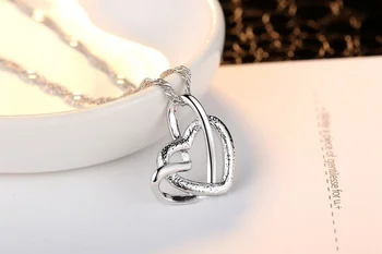 Creative Dublu Pandantiv Inima Colier clavicula lanț elegant pentru femei accesorii de moda mată Inima Bijuterii 2