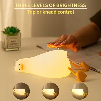 Creative Rață Nightlights Reîncărcabilă Desene animate Silicon Lampa de Masa LED Noapte Lumina Mangaie Comutator Dormitor pentru Copii Cadou de Ziua de nastere