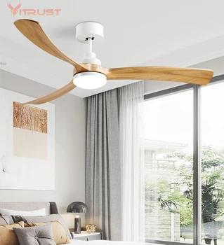 Creatoare de Epocă Ventilator de Tavan Lampa de Lemn, Ventilator de Tavan cu LED-uri pentru Interior Ușă Afară