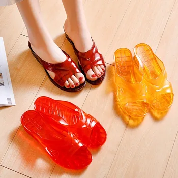 Cristal Transparent de Plastic Anti-alunecare din PVC cu toc pentru Femei Papuci Pantă și Fund Gros Cioplire Pantofi pentru Bărbați 3