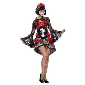 Crăciun Costum Femei Mireasa Fantoma Cosplay Craniu Cadru De Groază Sexy Fusta Costum De Vrăjitoare Rochie De Schelet Regina Vampir, Demon