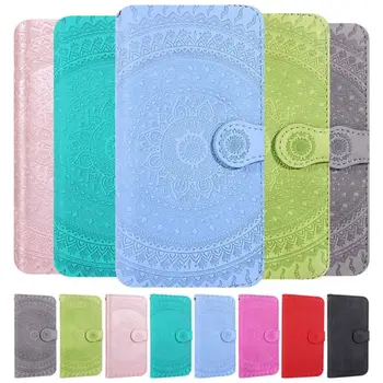 Culoare solidă Caz Carte de Telefon de Portofel Huse Pentru Cazul Xiaomi 8 Lite A2 Lite Redmi Nota 7 6 Pro 6A Mandala Genti din Piele Capa DP22F